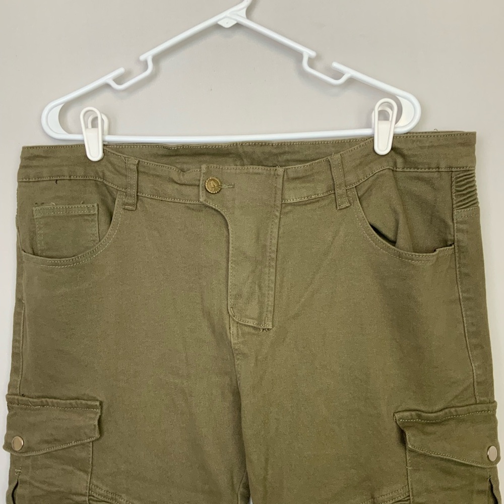 NWT VOLERO Sz 38 Army Green Motorcycle Riding Pants Moto Jeans Cargo Pockets - Picture 2 of 11
